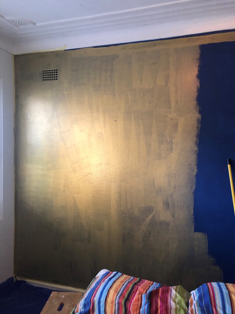 More pictures of metallic paint  Gold painted walls, Gold bedroom